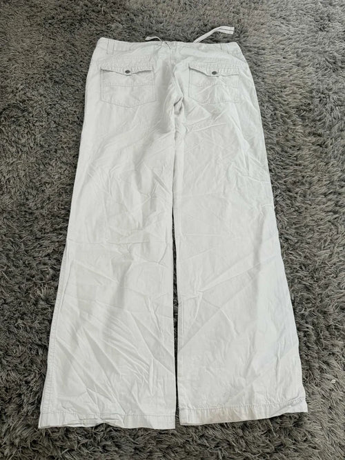 Białe Spodnie Luźne Materiałowe Szerokie Swagg Premium Skate