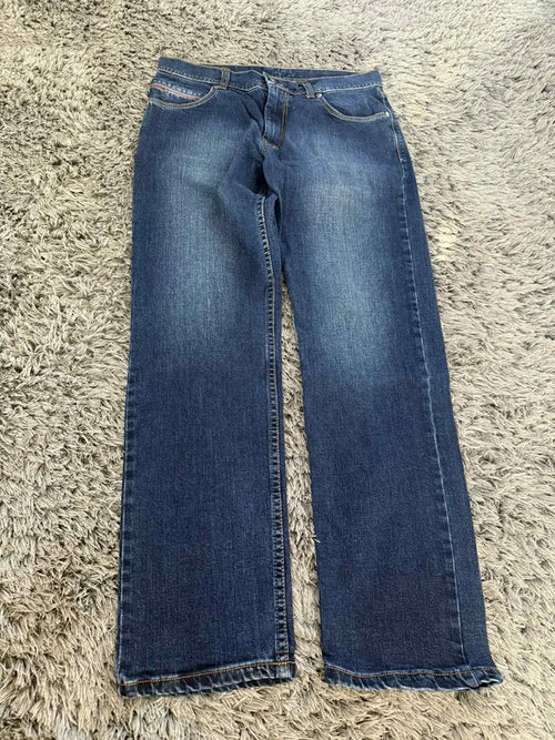 Regular Proste Granatowe Spodnie Jakościowe Dżins