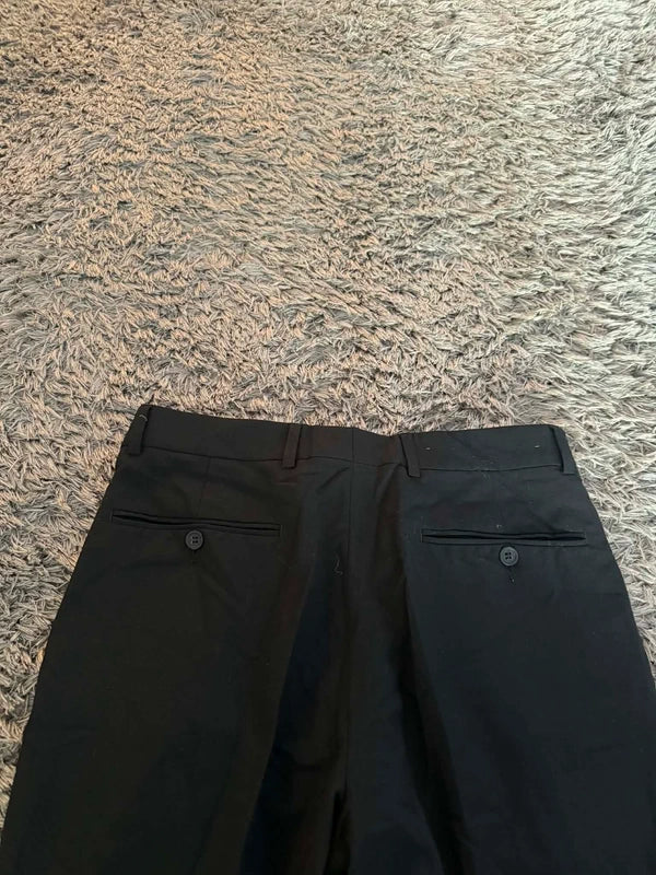 Spodnie Czarne Regular Eleganckie Wełniane Wełna 60% Jakościowe